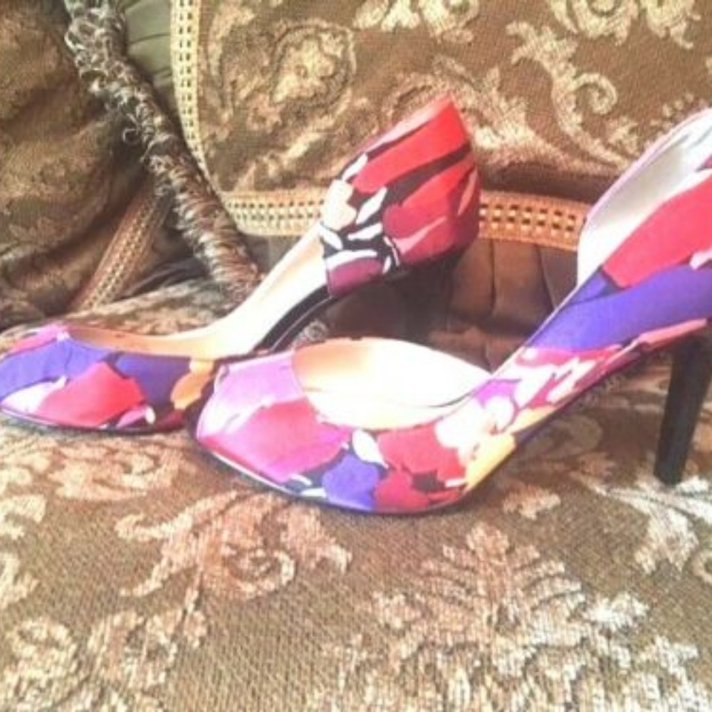 Marc Fisher Joey Multi Color Satin Peeptoe 6 - image 5